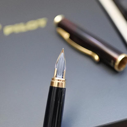 Pilot Old Cavalier fountain pen and oil-based ballpoint pen set with leather case and S.I initials