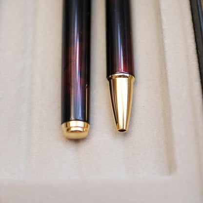 Pilot Old Cavalier fountain pen and oil-based ballpoint pen set with leather case and S.I initials