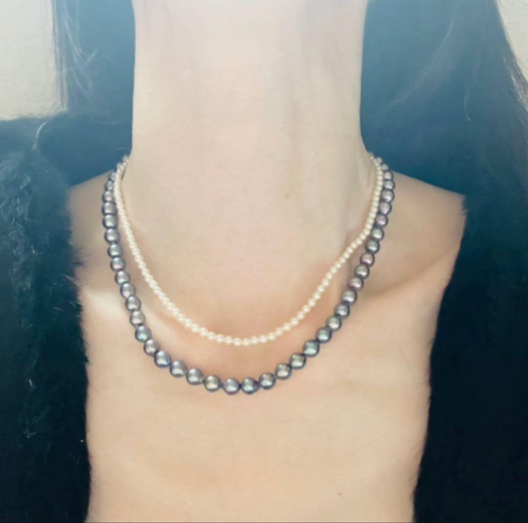 Simple modern black pearl pendant and necklace set with 6 mm pearl and 42 cm chain