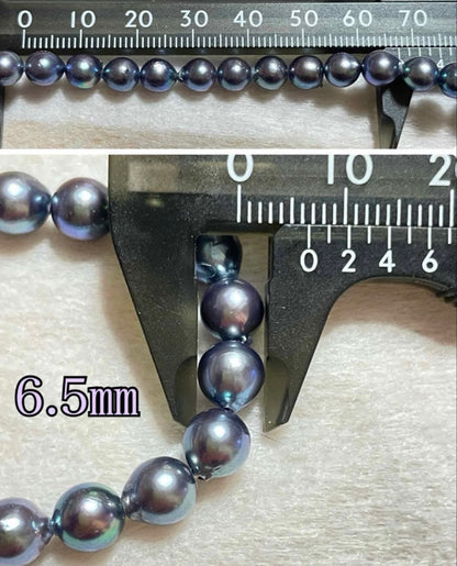 Simple modern black pearl pendant and necklace set with 6 mm pearl and 42 cm chain