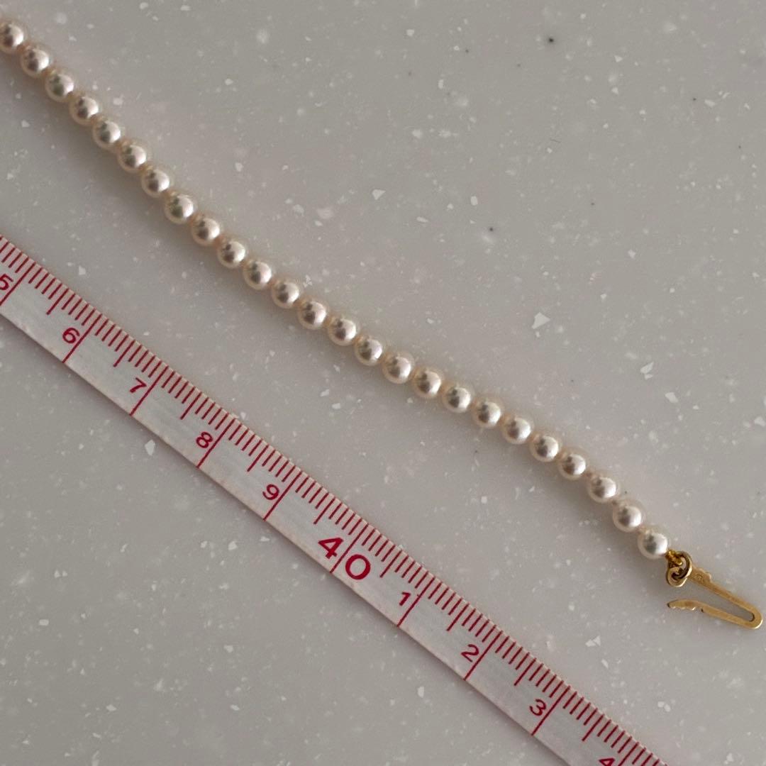 MIKIMOTO Baby Pearl Necklace with 4.0-4.4mm Akoya pearls, 43cm length, K18 yellow gold clasp and diamond pendant