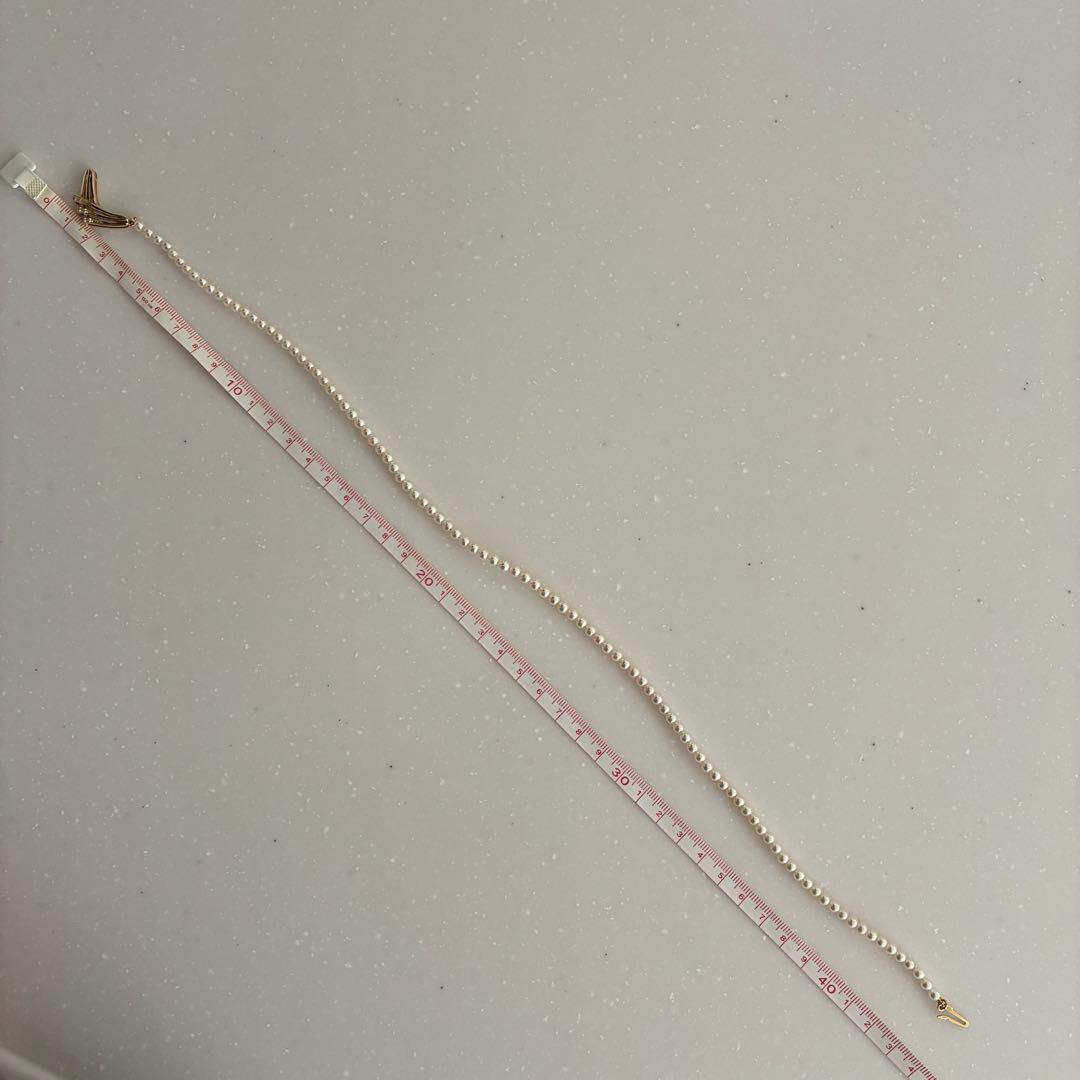 MIKIMOTO Baby Pearl Necklace with 4.0-4.4mm Akoya pearls, 43cm length, K18 yellow gold clasp and diamond pendant