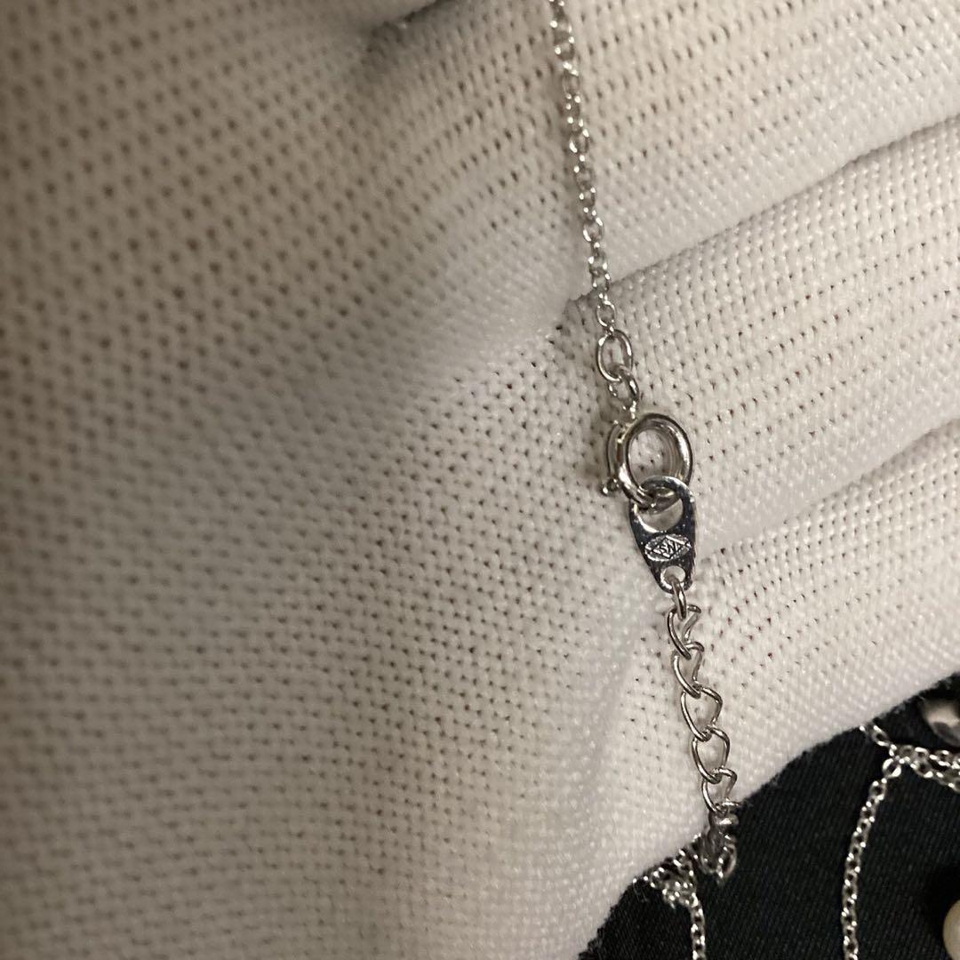 Tasaki Pearl SV Chain Freshwater Pearl Pendant necklace with silver chain and white pearls