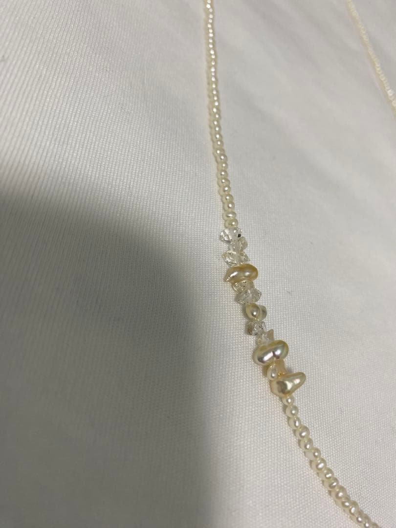Freshwater Pearl Hackima Diamond Akoya Pearl Necklace approximately 83 cm long displayed on a white background