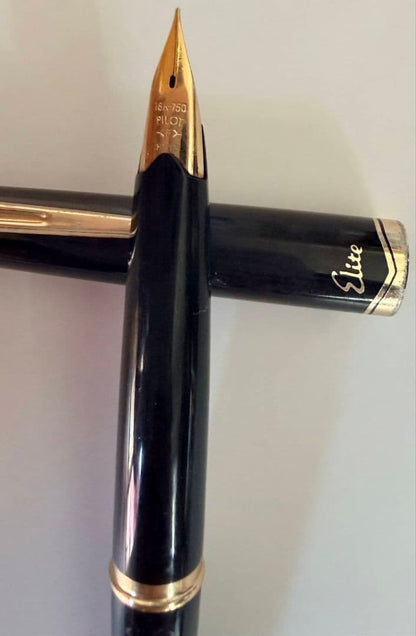 PILOT Elite fountain pen with 18K gold fine nib in black and gold finish