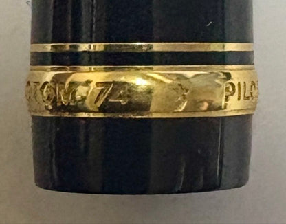 PILOT CUSTOM74 fountain pen with 14K 585 fine nib and sleek black body, 14.2 cm long