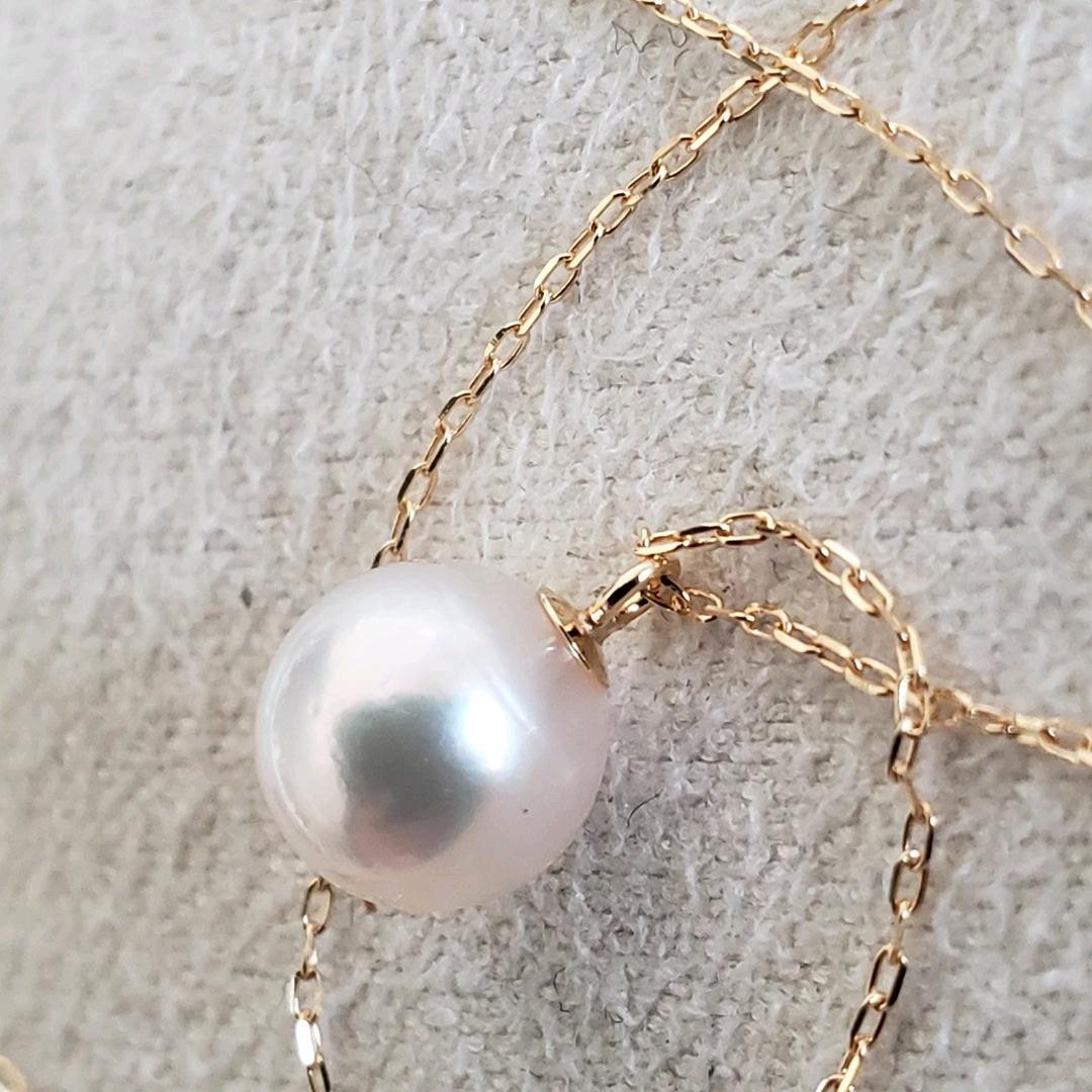 Oyster pearl necklace featuring 7mm Akoya pearls with a 36-40 cm adjustable K18 gold chain