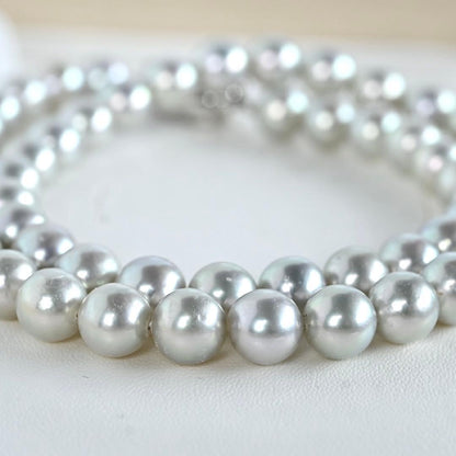 Takashi Akoya pearl necklace with 7.5mm round gray pearls on a 42cm chain