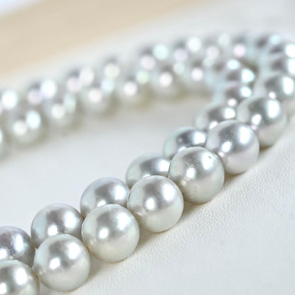 Takashi Akoya pearl necklace with 7.5mm round gray pearls on a 42cm chain