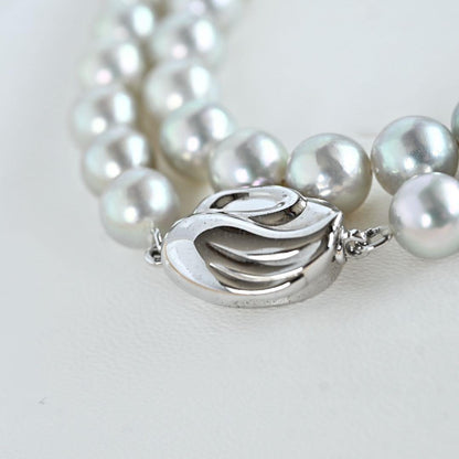 Takashi Akoya pearl necklace with 7.5mm round gray pearls on a 42cm chain