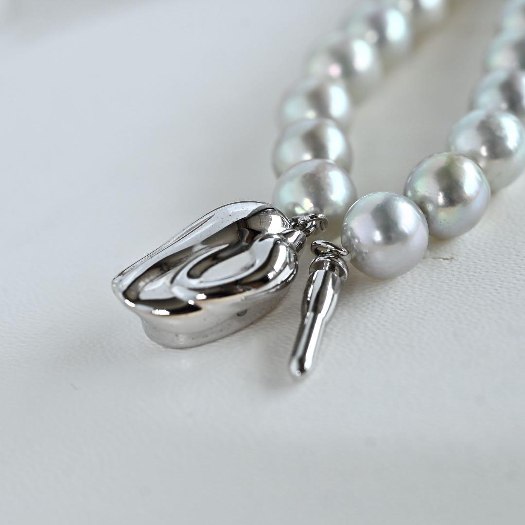Takashi Akoya pearl necklace with 7.5mm round gray pearls on a 42cm chain