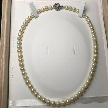 KOKOYA silver pearl necklace with 6.2-6.9mm pearls measuring 41cm length