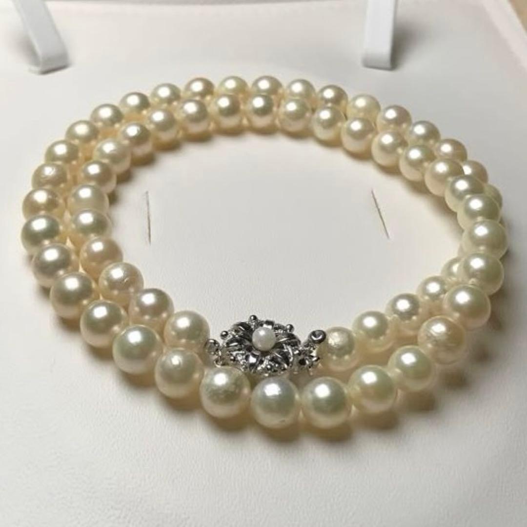 KOKOYA silver pearl necklace with 6.2-6.9mm pearls measuring 41cm length