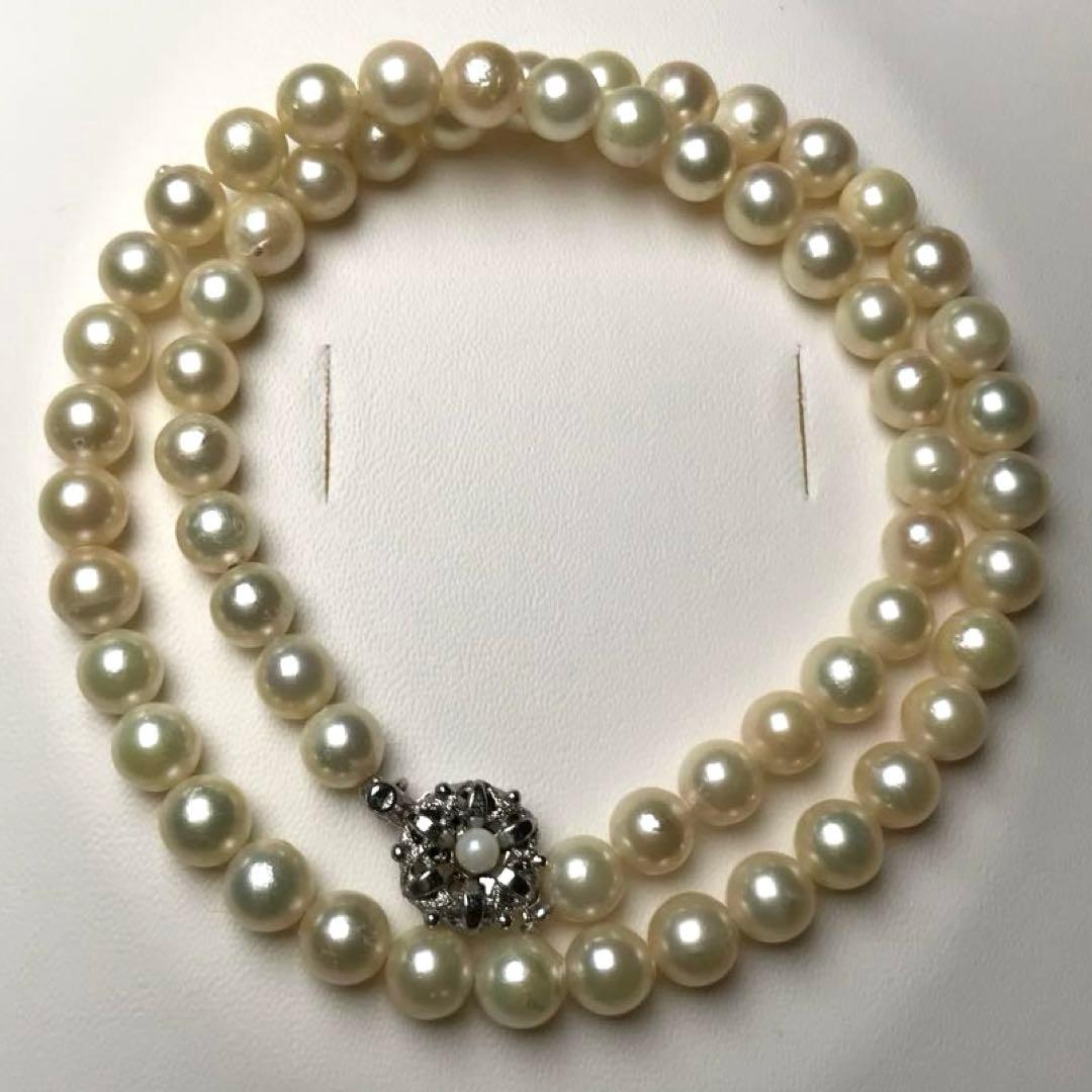 KOKOYA silver pearl necklace with 6.2-6.9mm pearls measuring 41cm length