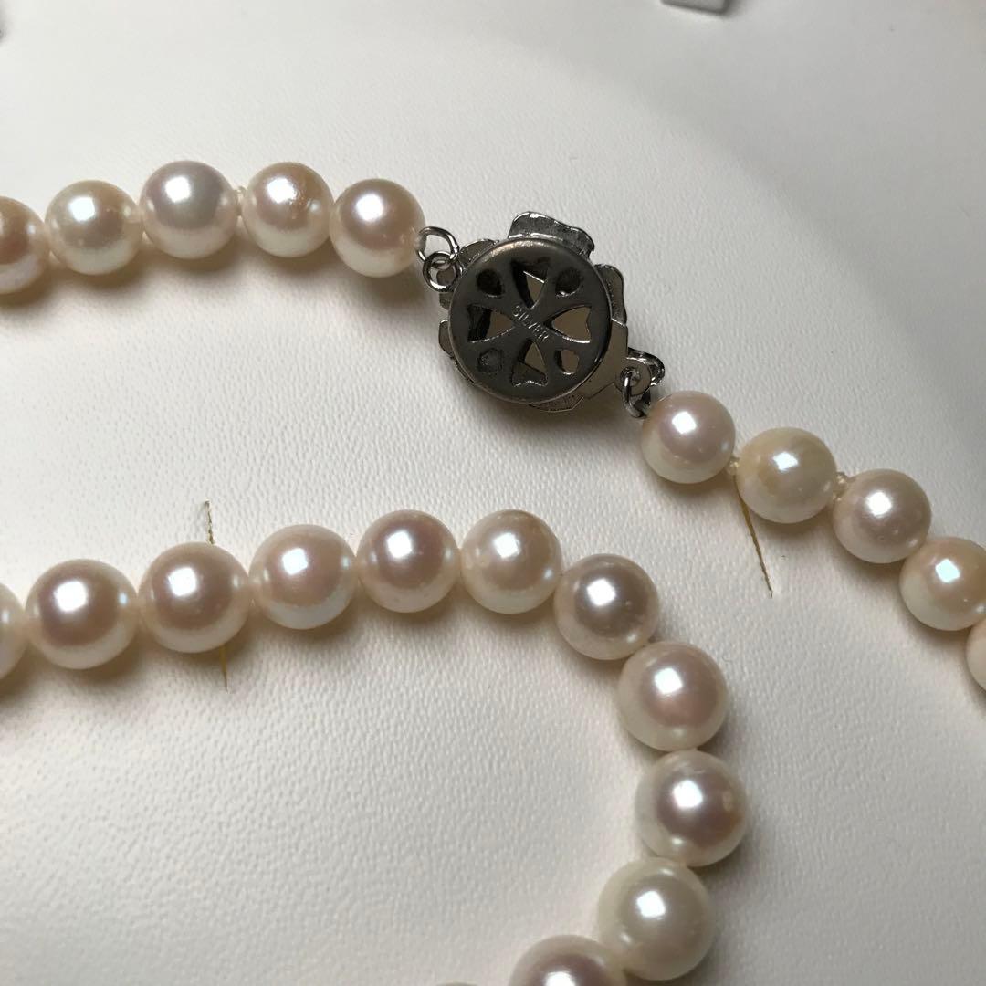 KOKOYA silver pearl necklace with 6.2-6.9mm pearls measuring 41cm length