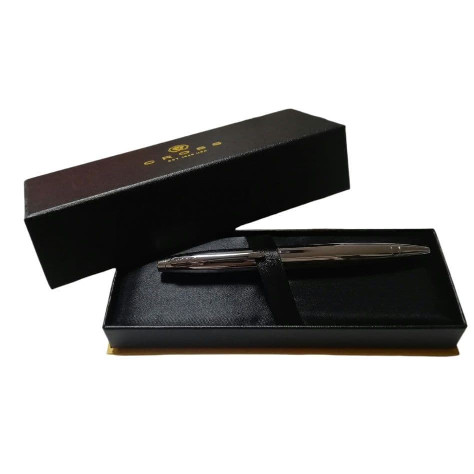 Cross Kuro Cross Kurei NAT0112-1 pure chrome silver ballpoint pen with box, size 138 x 13 x 13 mm