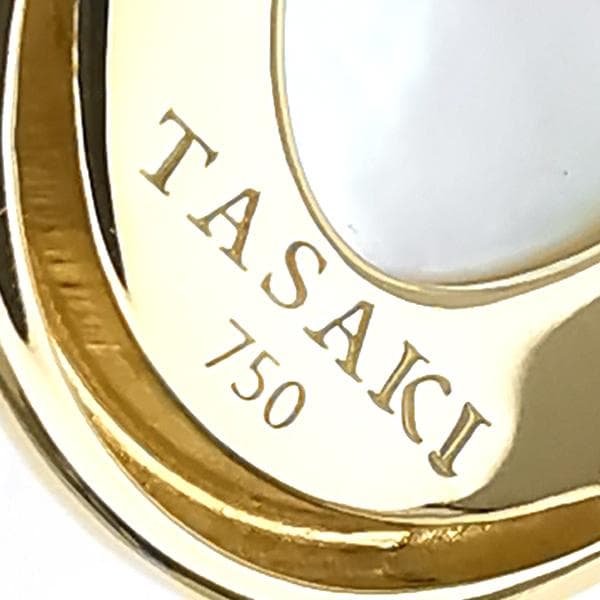 TASAKI K18 yellow gold necklace with a Mabe pearl pendant and small diamond accents on a 45cm chain