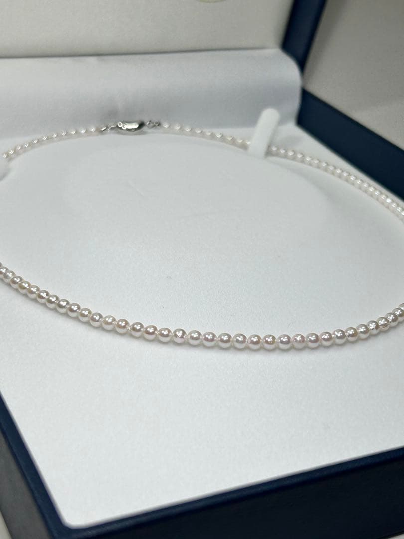 Akoya pearl baby pearl necklace with 3.0-3.5mm white pearls on silver and gold SV925 chain 42cm long
