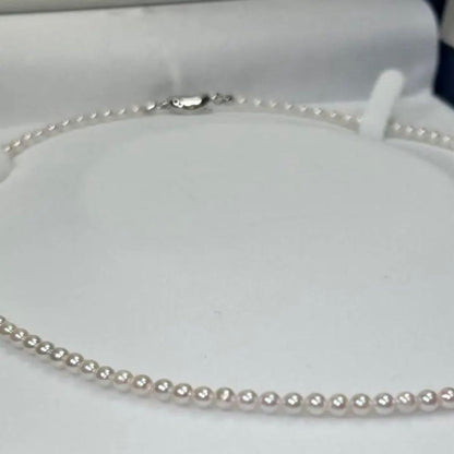 Akoya pearl baby pearl necklace with 3.0-3.5mm white pearls on silver and gold SV925 chain 42cm long