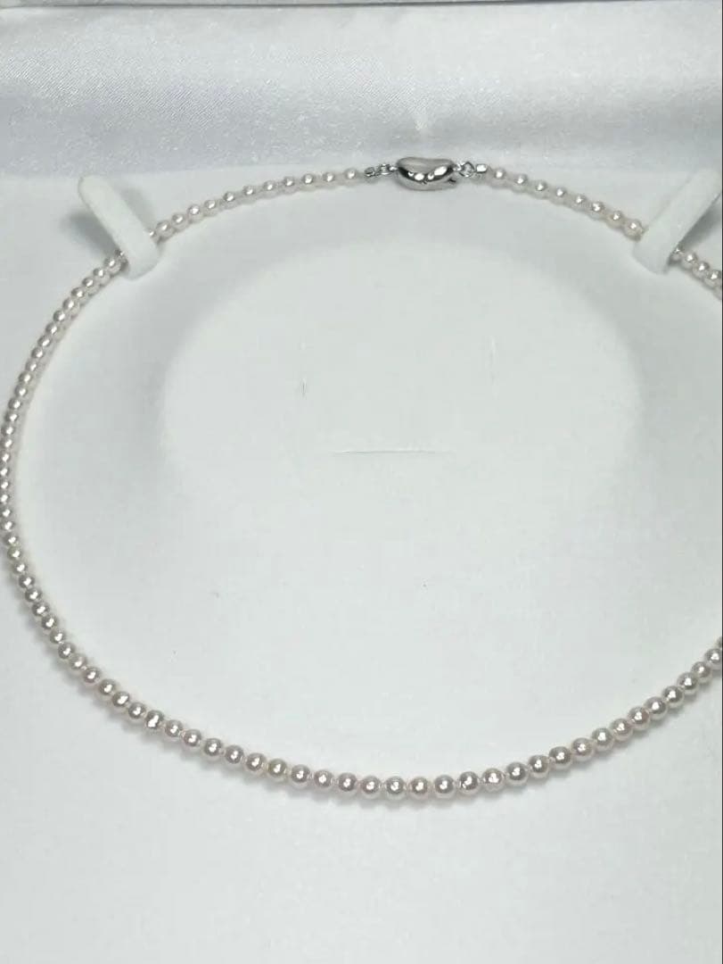 Akoya pearl baby pearl necklace with 3.0-3.5mm white pearls on silver and gold SV925 chain 42cm long