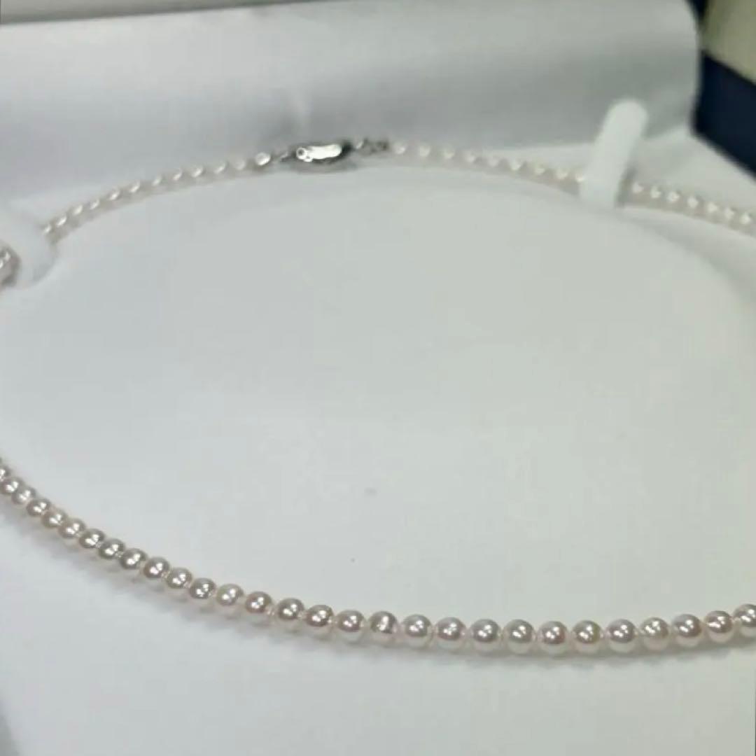 Akoya pearl baby pearl necklace with 3.0-3.5mm white pearls on silver and gold SV925 chain 42cm long