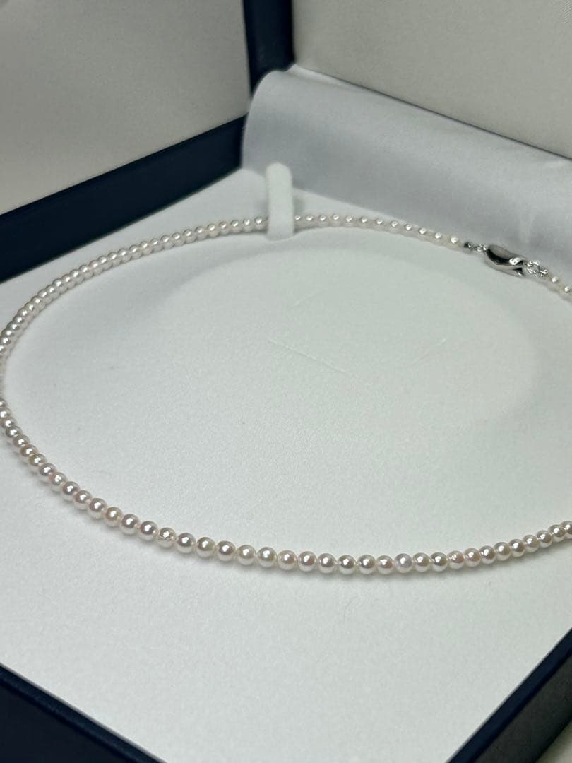 Akoya pearl baby pearl necklace with 3.0-3.5mm white pearls on silver and gold SV925 chain 42cm long