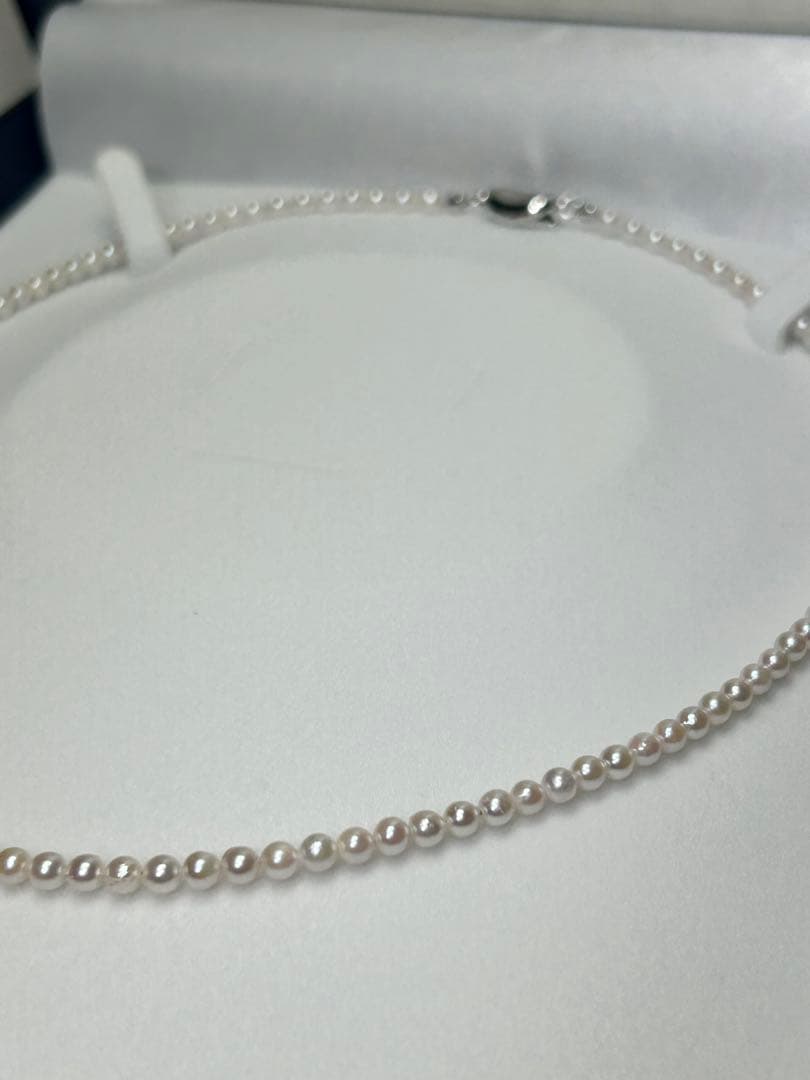 Akoya pearl baby pearl necklace with 3.0-3.5mm white pearls on silver and gold SV925 chain 42cm long