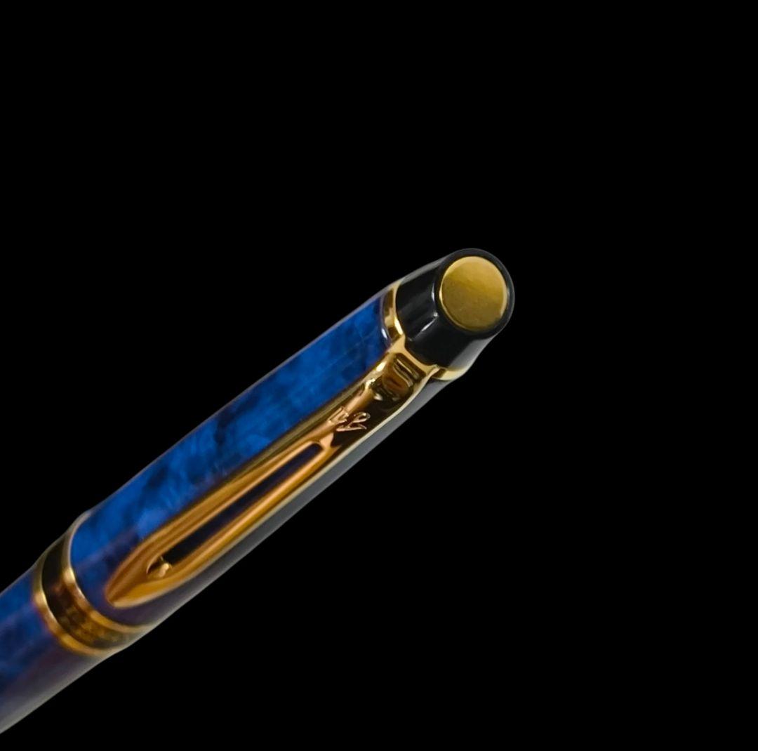 Waterman Paris rotating ballpoint pen in blue marble color model 435/2 with chrome accents