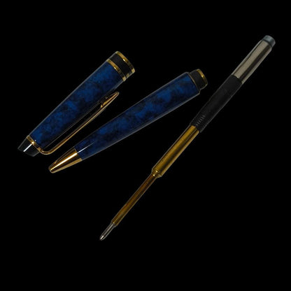 Waterman Paris rotating ballpoint pen in blue marble color model 435/2 with chrome accents