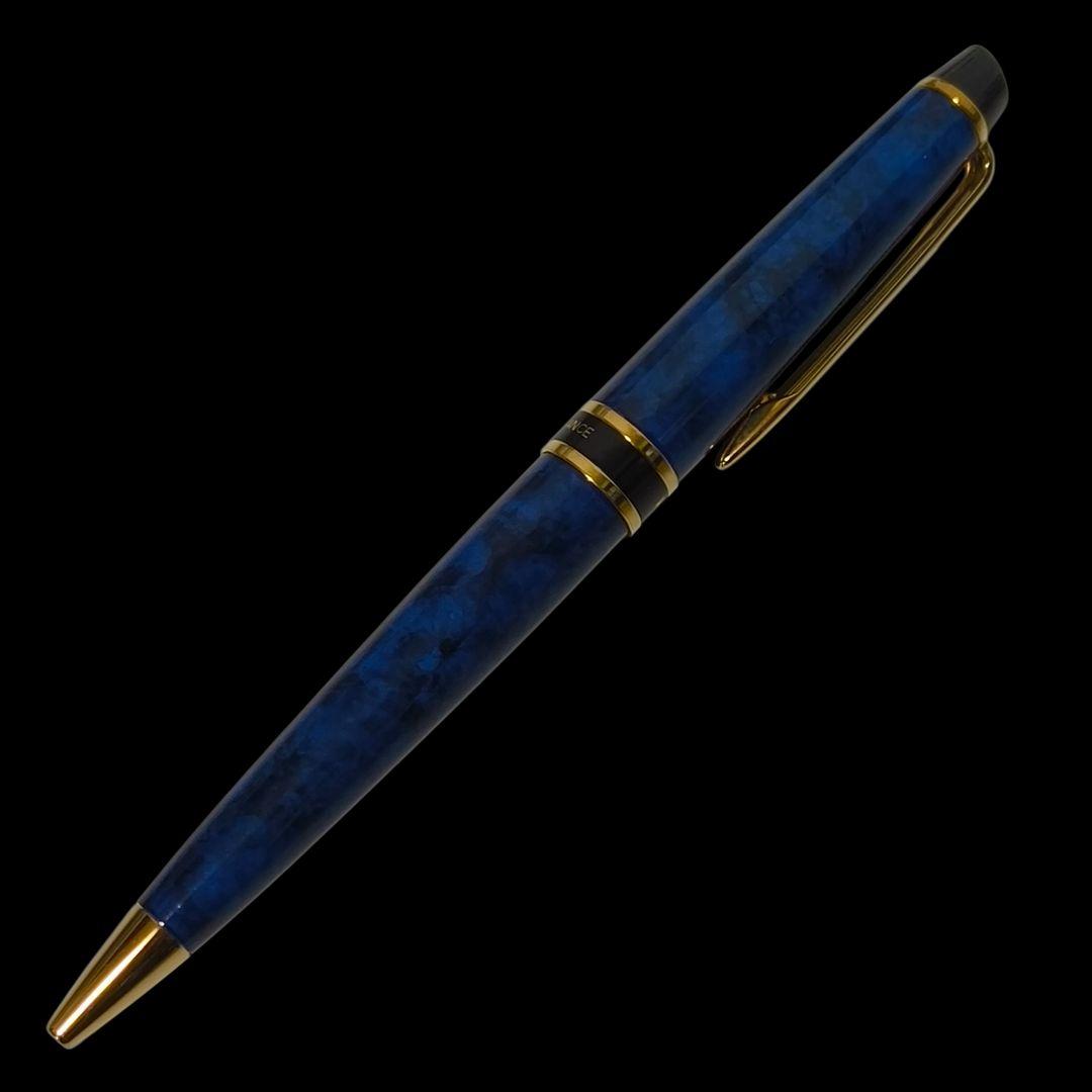 Waterman Paris rotating ballpoint pen in blue marble color model 435/2 with chrome accents
