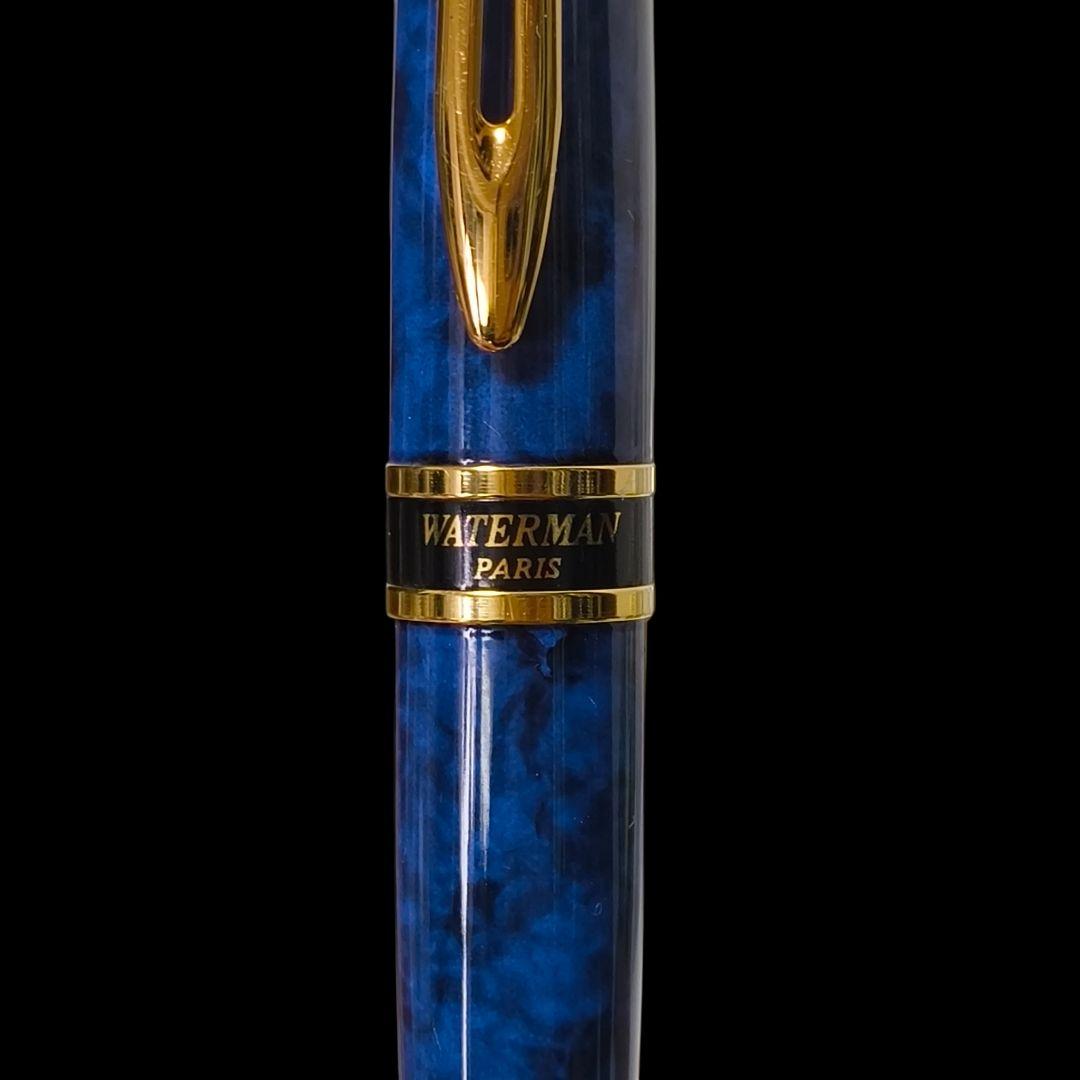 Waterman Paris rotating ballpoint pen in blue marble color model 435/2 with chrome accents