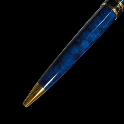 Waterman Paris rotating ballpoint pen in blue marble color model 435/2 with chrome accents