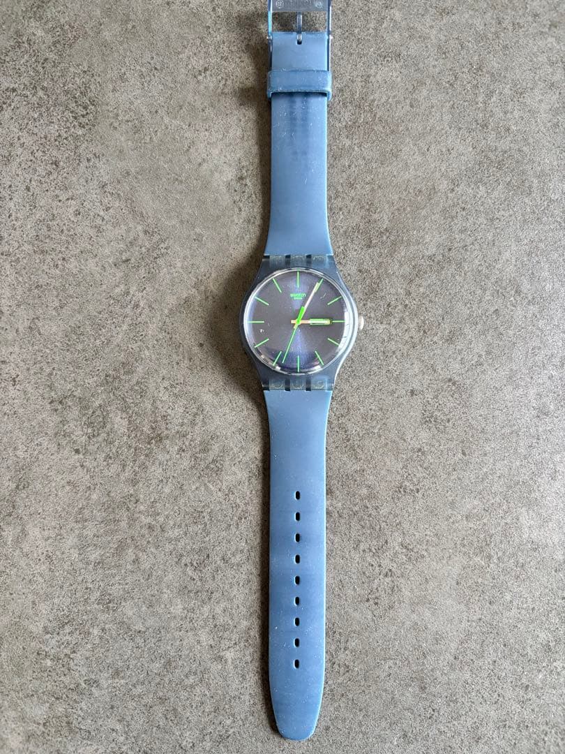 swatch Blue Rubber Strap Analog Men's — Japanese