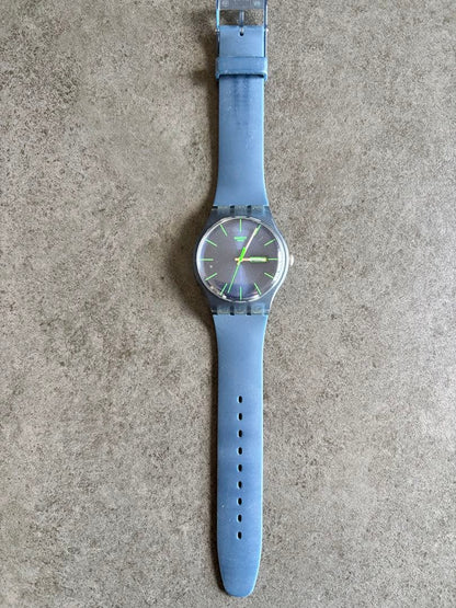 swatch Blue Rubber Strap Analog Men's — Japanese
