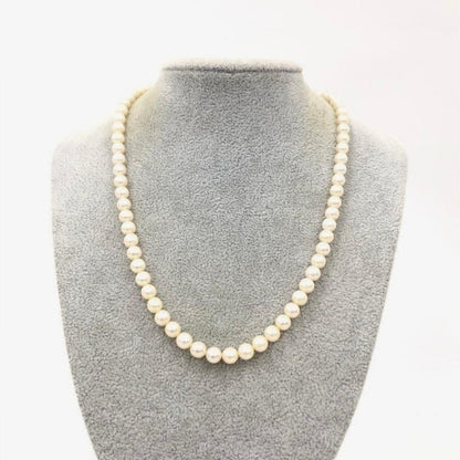 Mikimoto elegant 6mm Akoya pearl necklace with 45cm silver chain displayed on white background