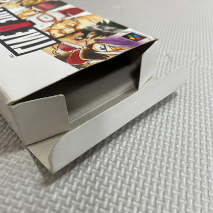 Super Famicom Live A Live game cartridge with box, manual, and plastic case showing visible discoloration on the back