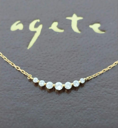 agete Necklace K18 with Diamonds in excellent condition, 45.5 cm length, delicate design
