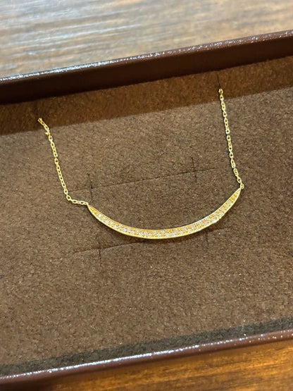 agete K18 18-karat gold diamond necklace in gold color with certificate