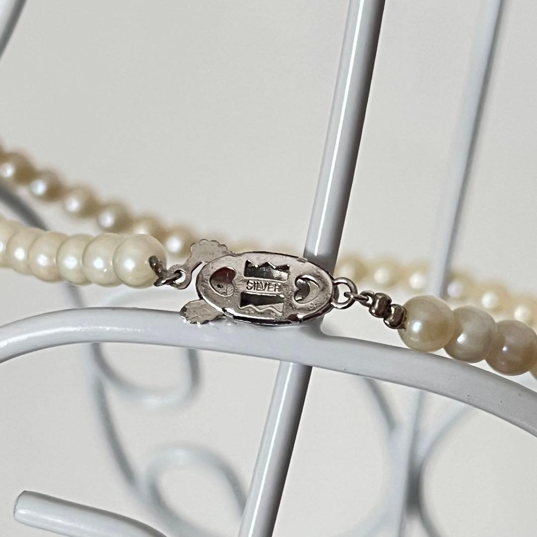 Baby Pearl silver Akoya pearl necklace with 5-6mm pearls and approximately 40cm neck circumference
