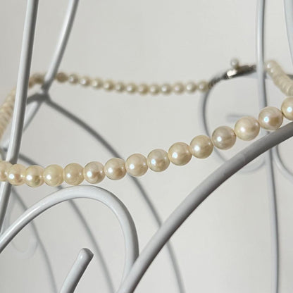 Baby Pearl silver Akoya pearl necklace with 5-6mm pearls and approximately 40cm neck circumference