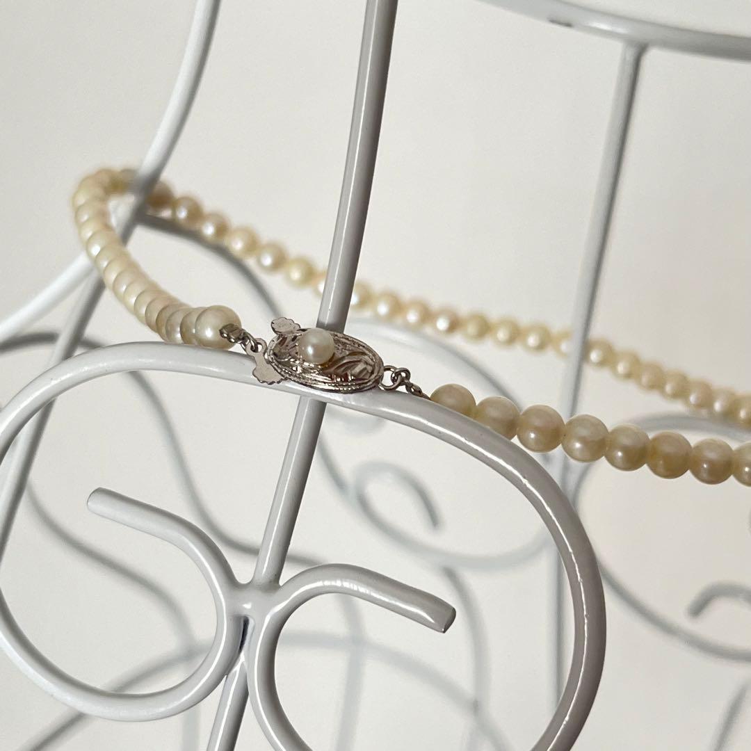Baby Pearl silver Akoya pearl necklace with 5-6mm pearls and approximately 40cm neck circumference