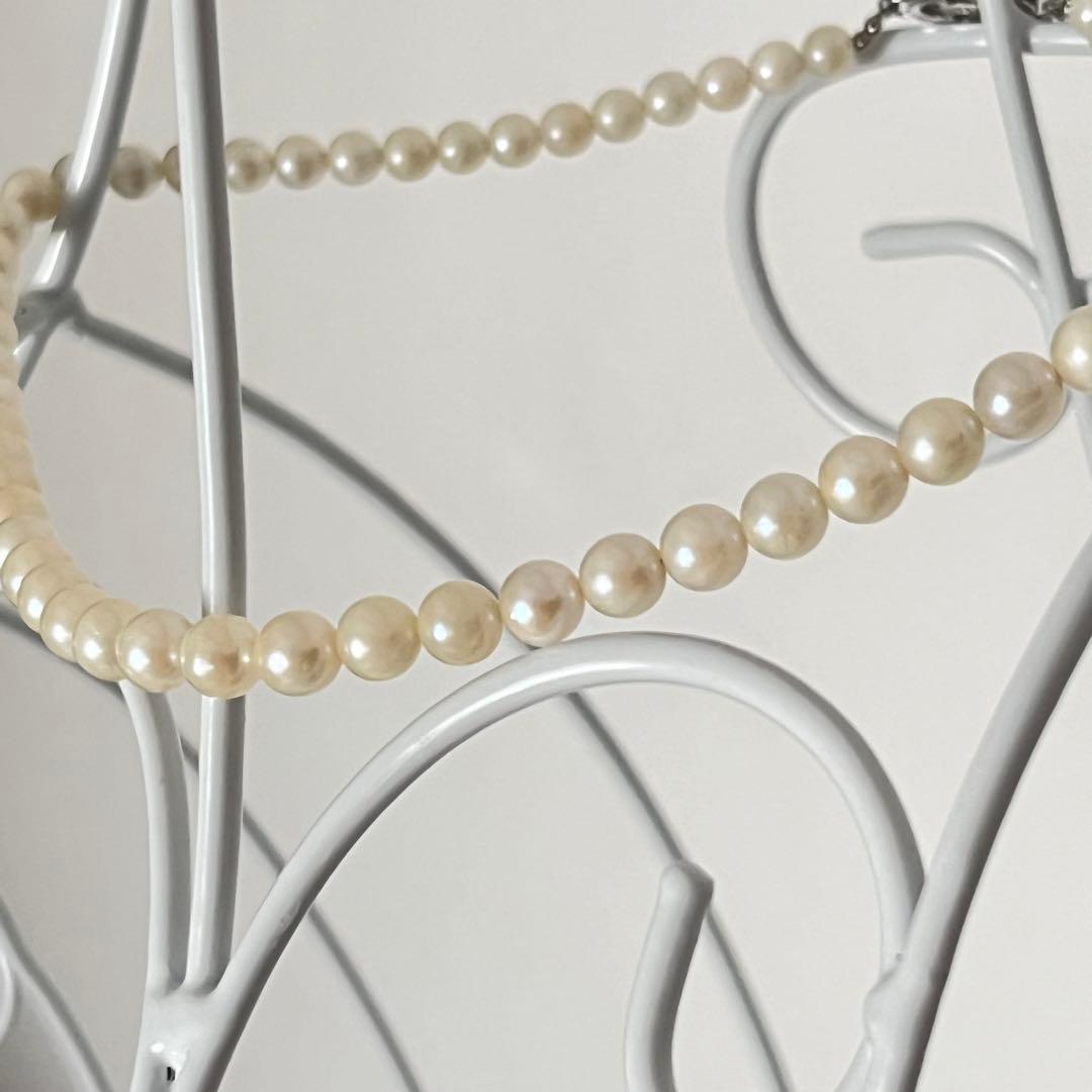 Baby Pearl silver Akoya pearl necklace with 5-6mm pearls and approximately 40cm neck circumference