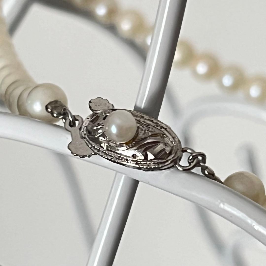 Baby Pearl silver Akoya pearl necklace with 5-6mm pearls and approximately 40cm neck circumference