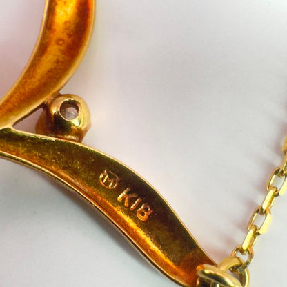 Mikimoto K18 diamond pearl necklace with 7.2mm pearls and 41.5 cm gold chain