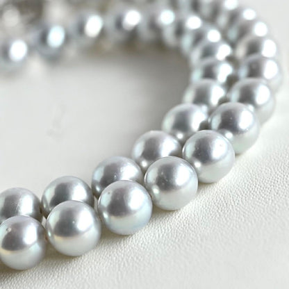 Tasaki Pearl Necklace with 7.5mm Akoya Freshwater Pearls in Gray Blue, 42cm length
