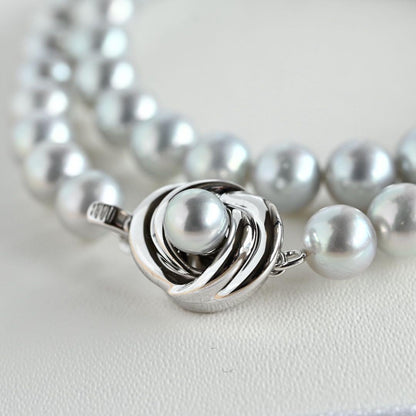 Tasaki Pearl Necklace with 7.5mm Akoya Freshwater Pearls in Gray Blue, 42cm length