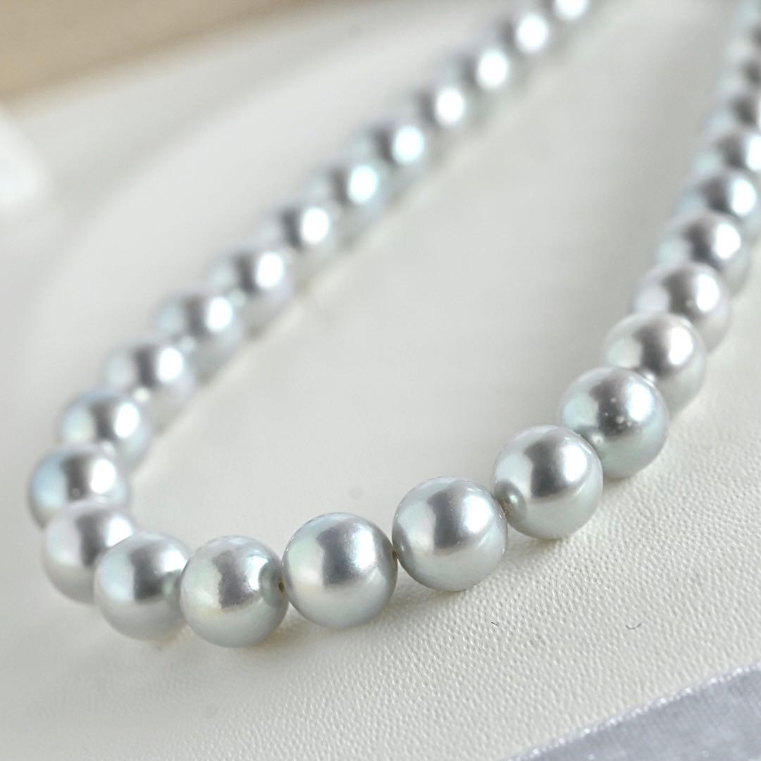 Tasaki Pearl Necklace with 7.5mm Akoya Freshwater Pearls in Gray Blue, 42cm length