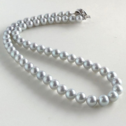 Tasaki Pearl Necklace with 7.5mm Akoya Freshwater Pearls in Gray Blue, 42cm length