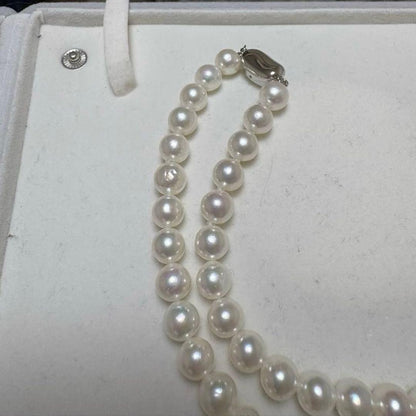 Pearl Identification Institute 8.5mm Akoya natural white round pearl necklace 43cm length with high mirror-like luster