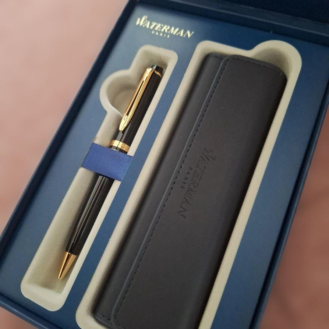 WATERMAN black ballpoint pen with a sleek design and included protective case